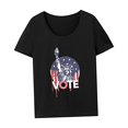 thumbnail image 4 of Camiseta para mujer, camiseta de verano suave y transpirable con cuello redondo para ir de compras, regalo para mujer Negro, 4 of 7