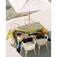 thumbnail image 3 of 54x80 Inch Outdoor Tablecloth with Umbrella Hole Zipper Rectangle Spring Rectangular Tablecloths Outside Waterproof Brown Vintage Birds Cages Eggs Flowers Herbs Patio Table Cover for Picnic Party, 3 of 8