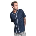 thumbnail image 4 of Victorious Men's Classic Baseball Jersey with Trim BJ42 - NAVY - 3X-Large, 4 of 5