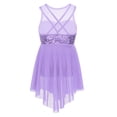 thumbnail image 2 of Hansber Kids Girls Sequins Criss-Cross Back Irregular Hem Ballet Modern Lyrical Dance Dress Lavender 16, 2 of 6