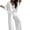 White, variant on Xioeram 2 Pcs/Set Women Top Pants Set High Waist Solid Color Wide Leg Pleated Trousers V Neck Bat Sleeve Loose T-shirt Casual Commute Outfit Blouse Pants Set