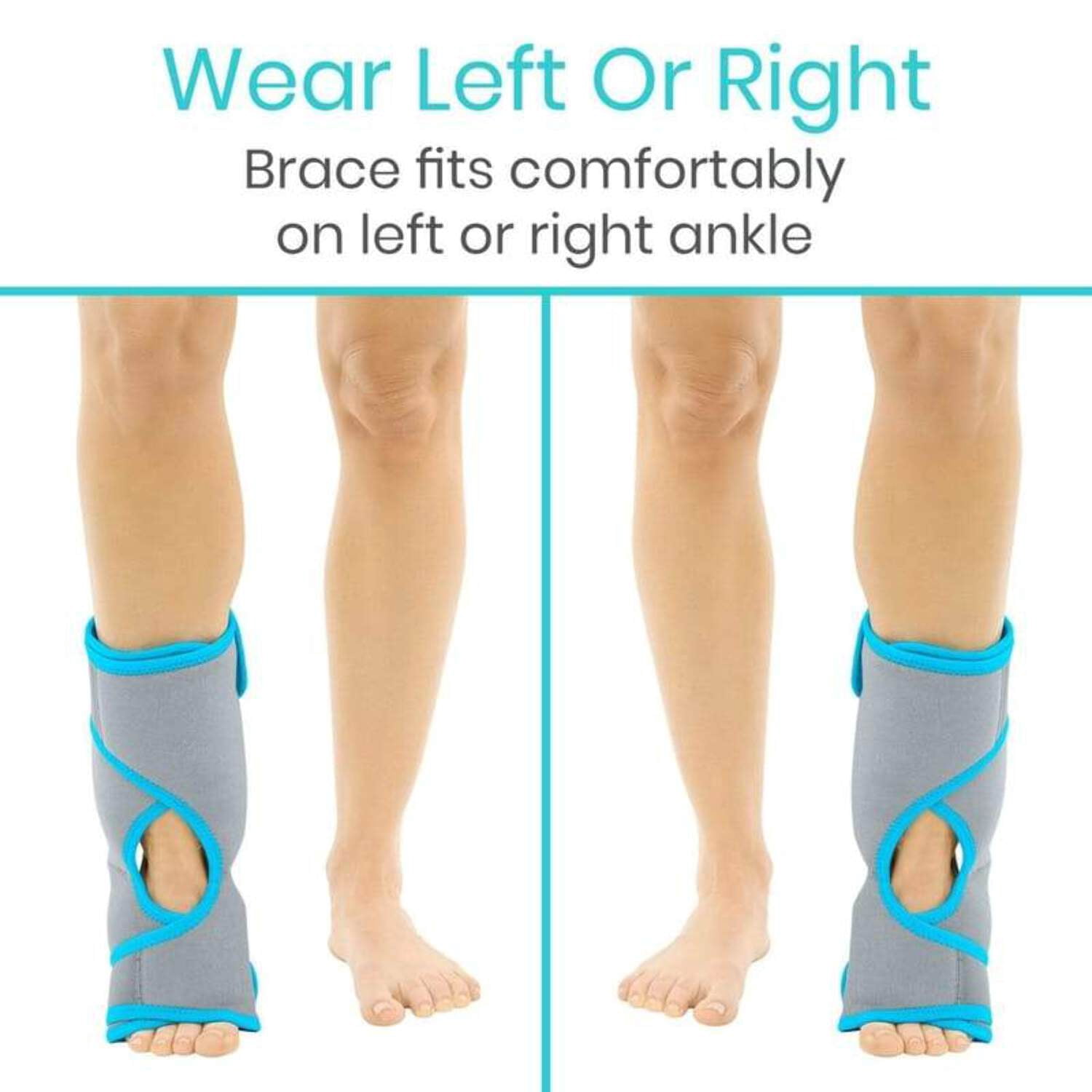 Vive Ankle Ice Pack Wrap - Foot Cold/Hot Compression Brace, Adjustable