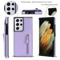 thumbnail image 2 of Nalacover Zipper Wallet Case for Samsung Galaxy S21 Ultra, Luxury PU Leather Crossbody Lanyard Shoulder Strap Magnetic RFID Blocking Cover with Kickstand Card Slots Holder Shockproof Case,Purple, 2 of 10