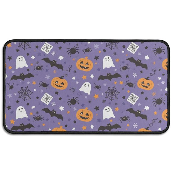 Happy Halloween Pumpkin Front Door Mat Anti Slip Evil Pumpkin Ghost Welcome Mat Retro for Entry Floor Mat Set Living Room Bedroom Bathroom Crystal Velvet 30x17 Inches