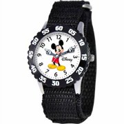 Mickey Mouse Boys' Stainless Steel Watch, Black Strap