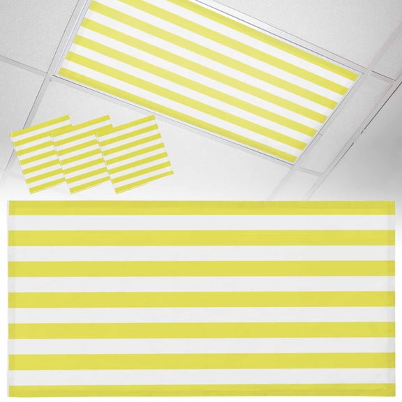 3 Pack Yellow and Fluorescent Light Covers for Ceiling Lights White Stripes Magnetic Ceiling Light Covers Overhead Light Filters for Office Classroom Home