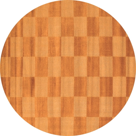 Ahgly Company Indoor Round Checkered Orange Modern Area Rugs, 3' Round