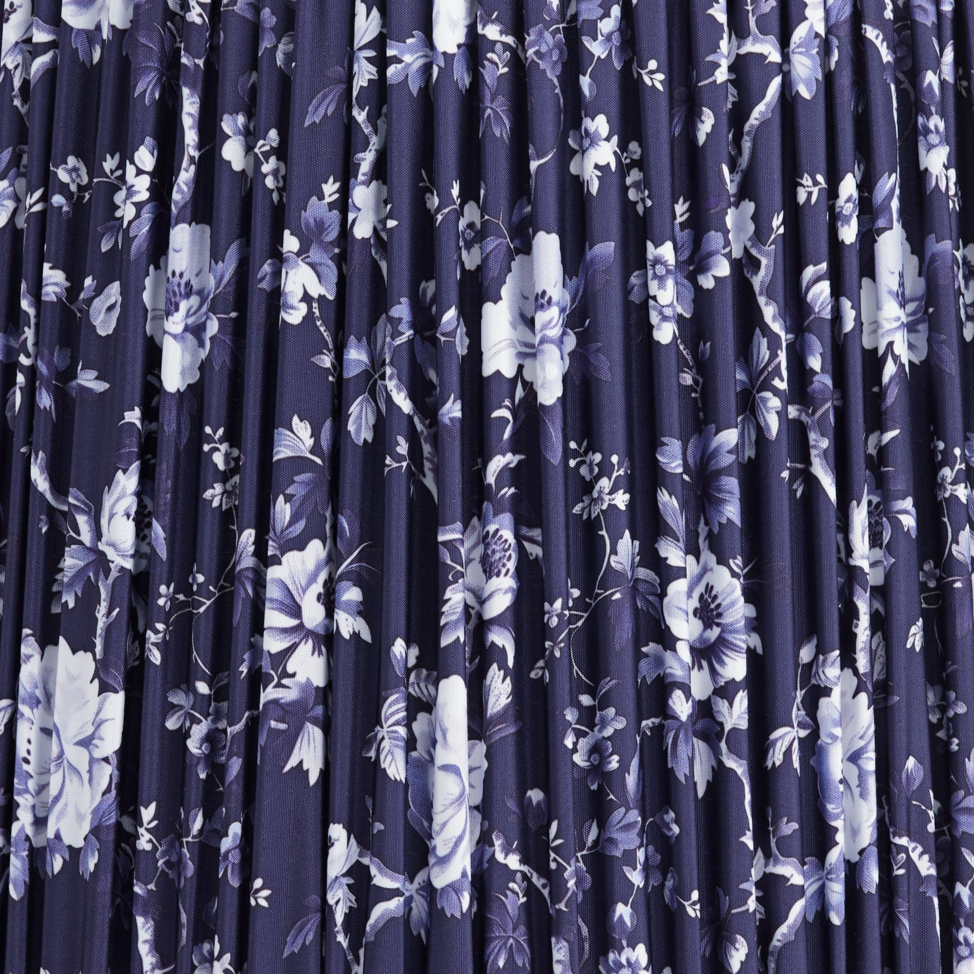 Springcrest Sally 13" Top x 15" Bottom x 12" High x 12" Slant Print Lamp Shade Replacement Deep Blue Pleated Floral Spider Harp