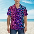 thumbnail image 2 of Balery Leopard Neon Rainbow Gradient Camisas hawaianas de manga corta para hombre, camisas playeras de corte holgado, camisas de vacaciones con botones,3X-Large, 2 of 7