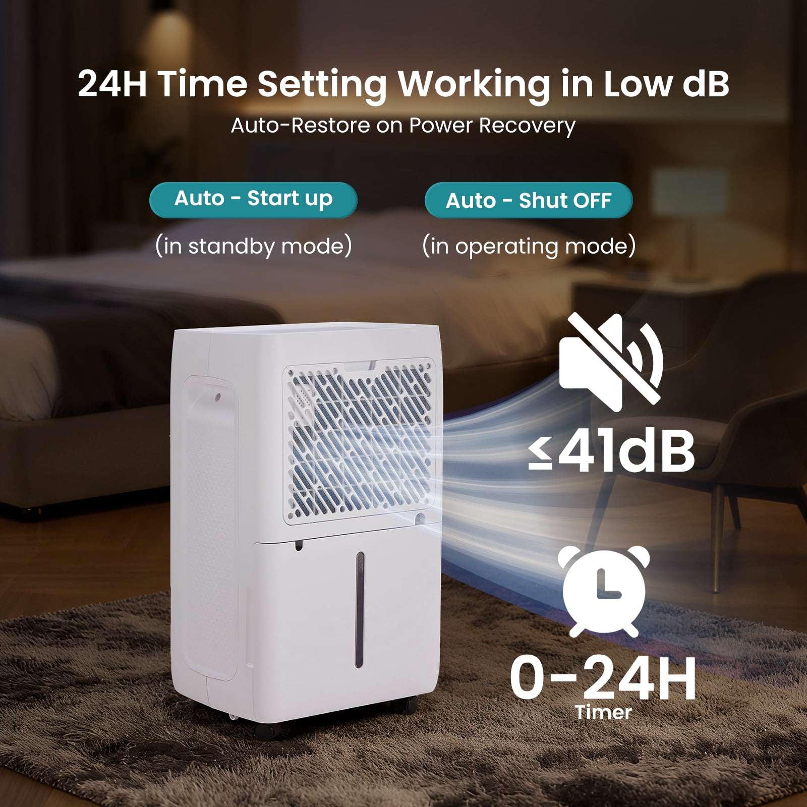 EDX 9 Pint Small Dehumidifier, Silent Mini Dehumidifier, Portable Dehumidifier,for Bathroom, Room, RV House, White