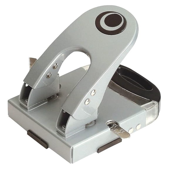 Officemate Deluxe 2-Hole Punch with Chip Drawer, 50 Sheet Capacity, Silver/Navy (90101)