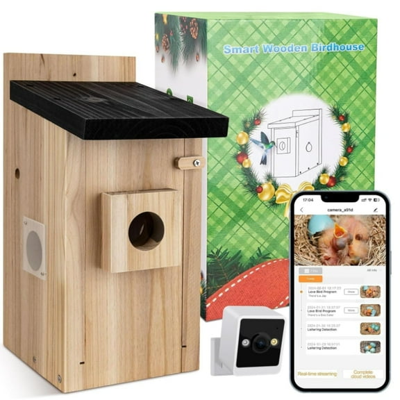 Smart Bird House with Camera, 4MP Birdhouse Camera for Outdoors, Watch Bird Nesting & Hatching in Real Time, AI Identify Bird Behavior & Create, DIY Ideal Gift