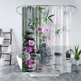thumbnail image 3 of Spa Shower Curtain Green Bamboo Purple Flower Gray Tower Stones Japanese Style Relax Nature Asian Bathroom Decor Fabric Curtain with Hooks, 3 of 3