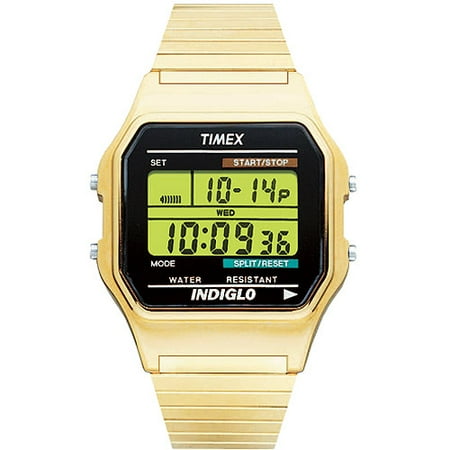 Timex Men's Classic Digital Watch, Gold-Tone Stainless Steel Expansion Band