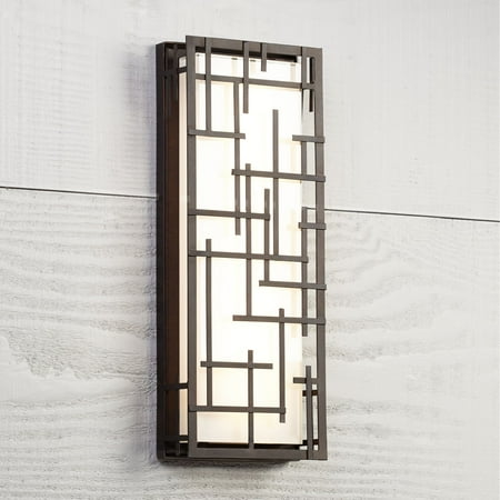 possini euro design modern lines 16 1 4 high bronze led outdoor