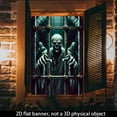 thumbnail image 3 of 1 PC, 2D Flat/ window banner, zombie design pattern in a cage, 31.5x 47.2 inches (80x120cm), fashionable 2D pattern, autumn gratitude for the dead Halloween window banner, home kitchen window outdoor, 3 of 5