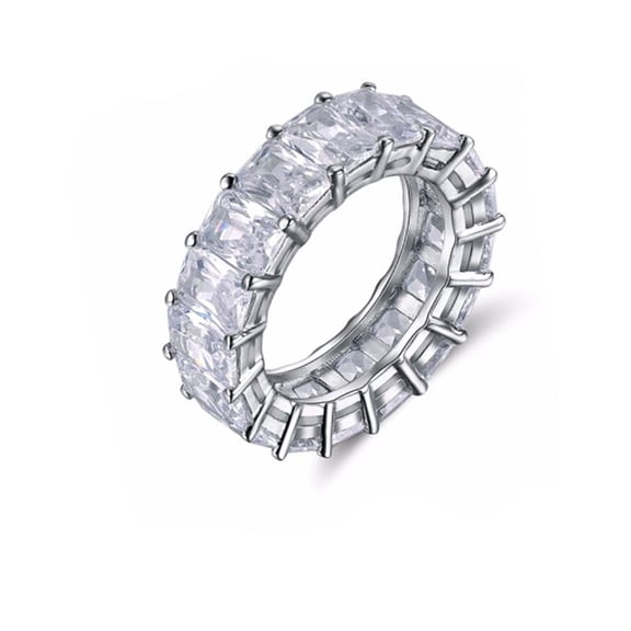 Ophelia Eternity Wedding Band Ring Clear Emerald Cz Womens Ginger Lyne Collection
