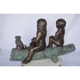thumbnail image 5 of Nifao Young children and dog on a log bronze statue – Home Decor Sculpture, 40"L x 16"W x 24"H, 5 of 11