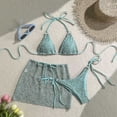 thumbnail image 6 of GEWSEY Women's 3 Piece Swimsuits Halter Triangle Crochet Bikini Sets with Cover Up Skirt (Light Blue, M), 6 of 9