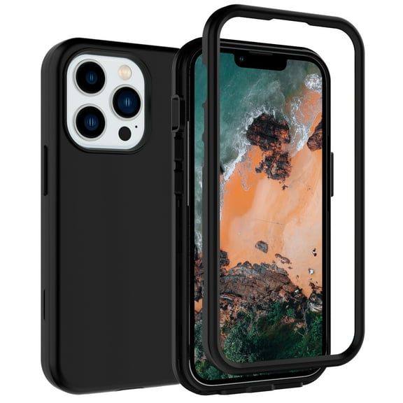 Dteck Case for iPhone 14 Pro Max 6.7 inch,Shockproof Rubber 3-Layer Protection Armor Case Hybrid Hard Military Protective Tough Durable Cover,Black