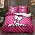 thumbnail image 1 of Juego de cama de Hello Kittys, ropa de cama de 2 piezas, 135x200cm, con estampado 3D de dibujos animados de Anime, Kuromi Melody Girl, 1 of 4