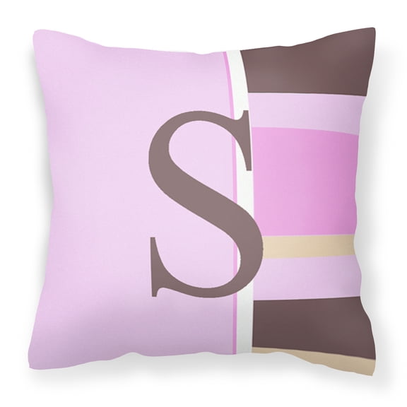 Carolines Treasures CJ1005-SPW1414 Letter S Initial Monogram - Pink Stripes Decorative Canvas Fabric Pillow 14Hx14W