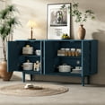 thumbnail image 2 of EUROCO 60.7" Sideboard Buffet Cabinet,Large Kitchen Storage Cabinet with 4 Convex Pattern Doors,4 Shelves and Silver Handles,Modern Coffee Bar Cabinet Console Cabinet for Dining Room,Navy, 2 of 8