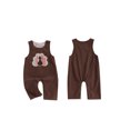 thumbnail image 2 of Okbabeha Baby Thanksgiving Overalls Romper Turkey Embroidered Plaid Jumpsuit, 2 of 9