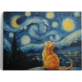 thumbnail image 2 of JANS.NO1 Van Gogh Starry Night With JANS.NO1 Cats Canvas Wall ,Night Starry Pictures Paintings Wall Decor, Animal Cats JANS.NO1 works for Bedroom Living Room Wall Decor, 2 of 7