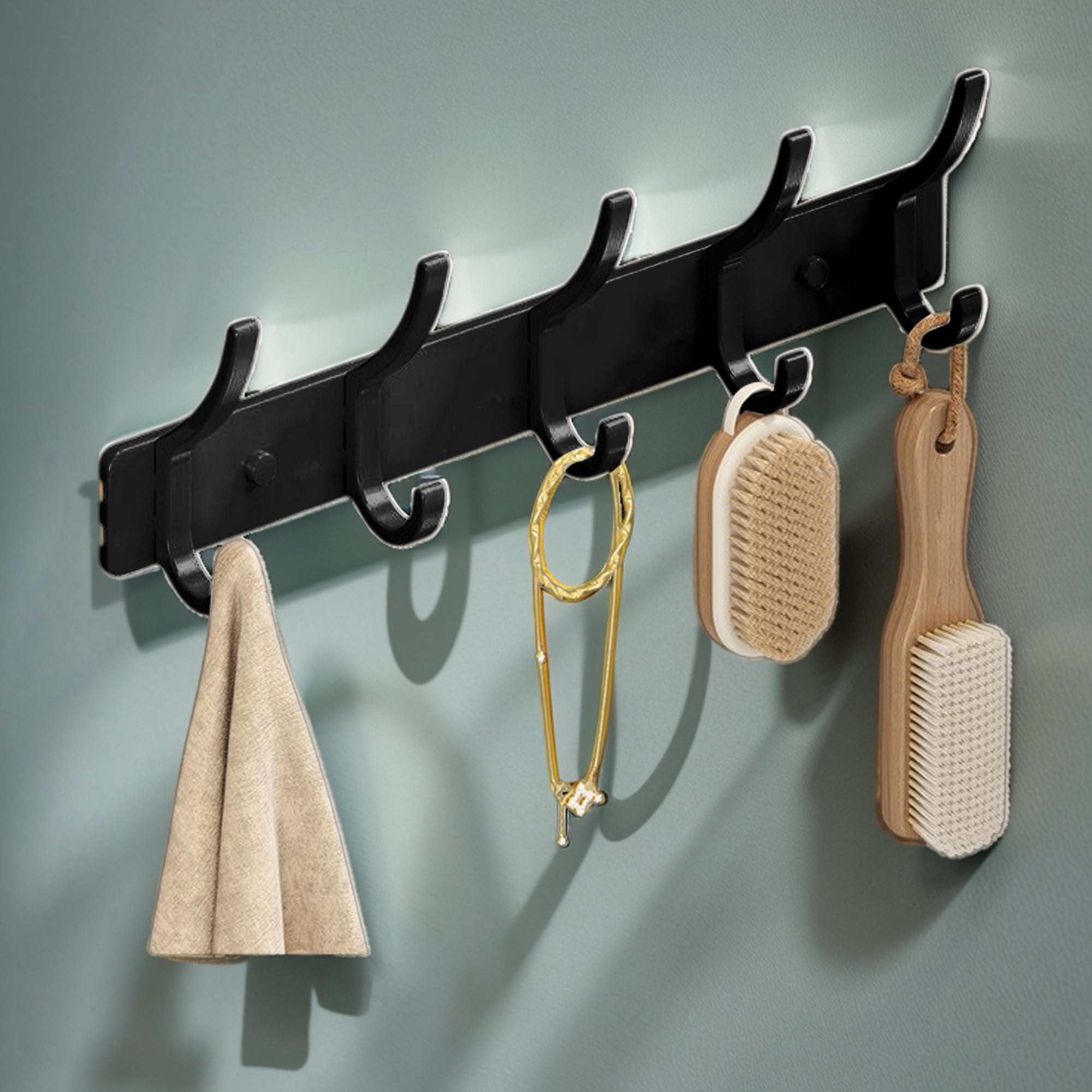 Unique Bargains Coat Rack Wall Mount Hook Deep Black 12.2x1.2x6