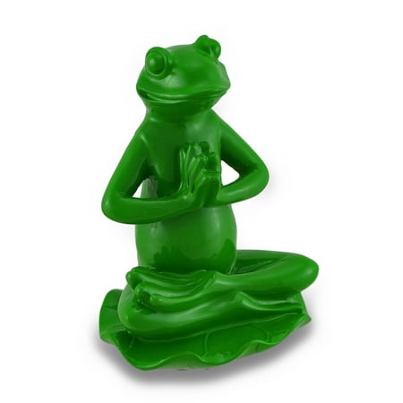 Green Position Light - Leaf Green Lotus Position Yoga Frog Figurine
