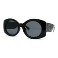 thumbnail image 2 of Womens Iconic Clout Mod Oval Thick Arm Plastic Sunglasses All Black, 2 of 4