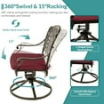 thumbnail image 4 of MEETWARM 9-Piece Outdoor Patio Dining Set for 8, All Weather Cast Aluminum Patio Funiture Table and Chairs Set- Large 64" Square Table and 4 Swivel Rocker Chairs, 4 Stationary for Garden, Red, 4 of 8