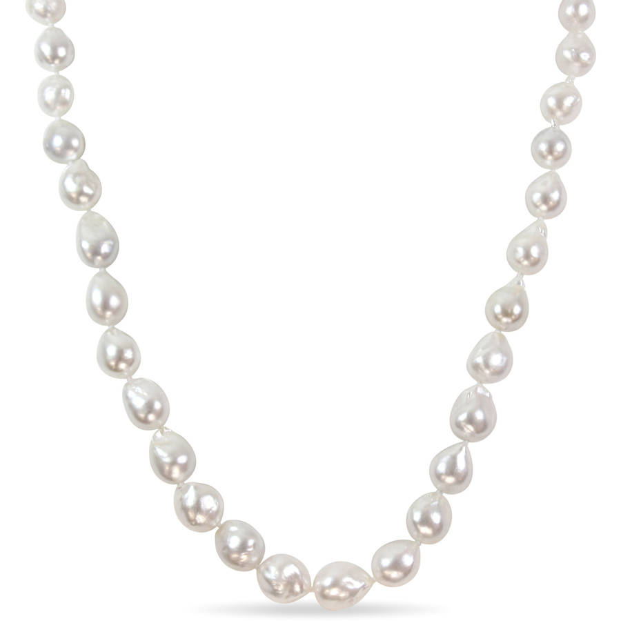 Miabella 10-13mm Natural-Shaped White South Sea Pearl 14kt Yellow Gold Strand Necklace, 18" by Miabella