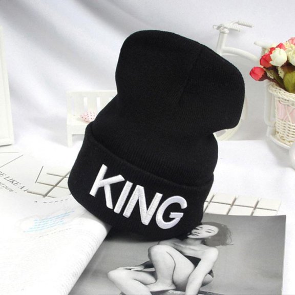 2017 Winter Warm Skullies Beanies Knit KING QUEEN Hat Skullies Bonnet Hats For Men Women Beanie Ski Embroidery Cap S4
