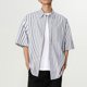 thumbnail image 5 of pstuiky Camisa de manga corta para hombre, Camisa de manga larga vintage informal con solapa y botones a rayas para hombre camisas casuales para hombre l, 5 of 7