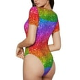 thumbnail image 3 of Daiia Colorful Glitter Women'S Crew Neck Short Sleeve Slim Fit T Shirts Tops Basic Bodysuit Leotard Clothing-Large, 3 of 9