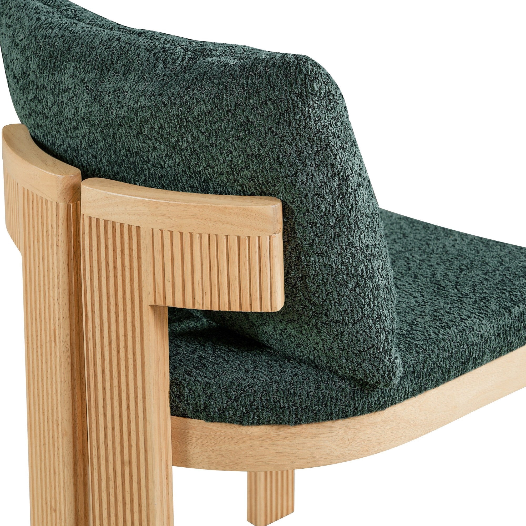 Sailvan Boucle Dining Set of 2 Chairs with Rubber Wood Frame,Upholstered Mid-Century Modern Kitchen Chairs for Small Spaces Green