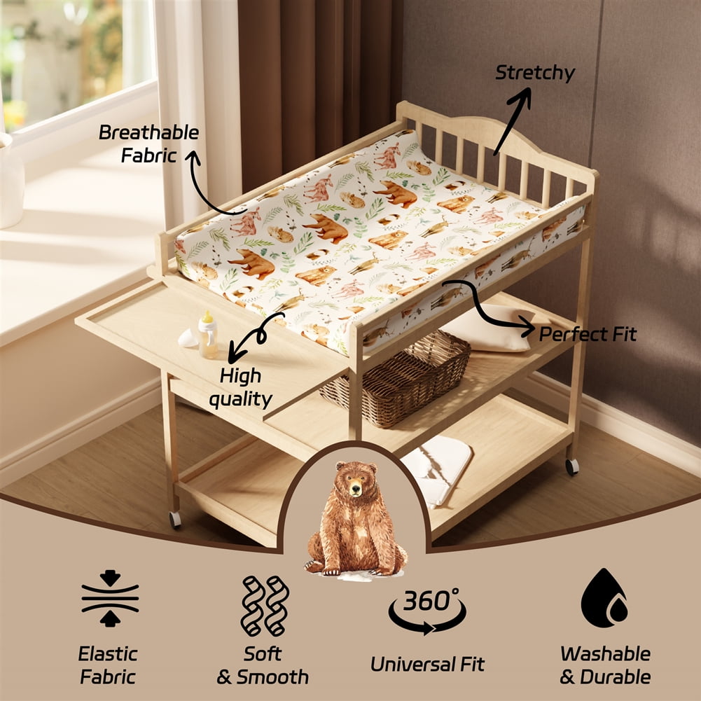 4 Pack Changing Pad Covers Woodland Forest Animals Neutral Fitted Baby Changing Pad Cover Set