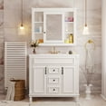 thumbnail image 3 of Dasun 36'' Bathroom Vanity with Top Sink, White Mirror Cabinet, Modern Bathroom Storage Cabinet with 2 Soft Closing Doors and 2 Drawers, Single Sink Bathroom Vanity, White, 3 of 5