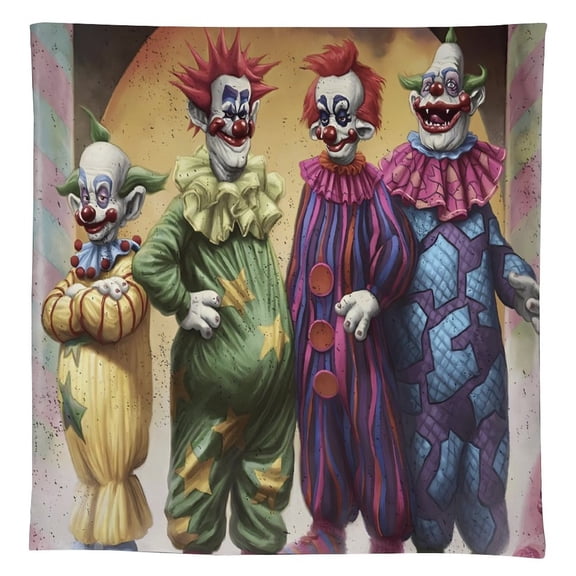 Killer Klowns from Outer Space Clown Tablecloth, Washable Reusable Rectangular Tablecloth Table Cover for Birthday Celebrations And Events, Birthday Party Decorations 55"x55"