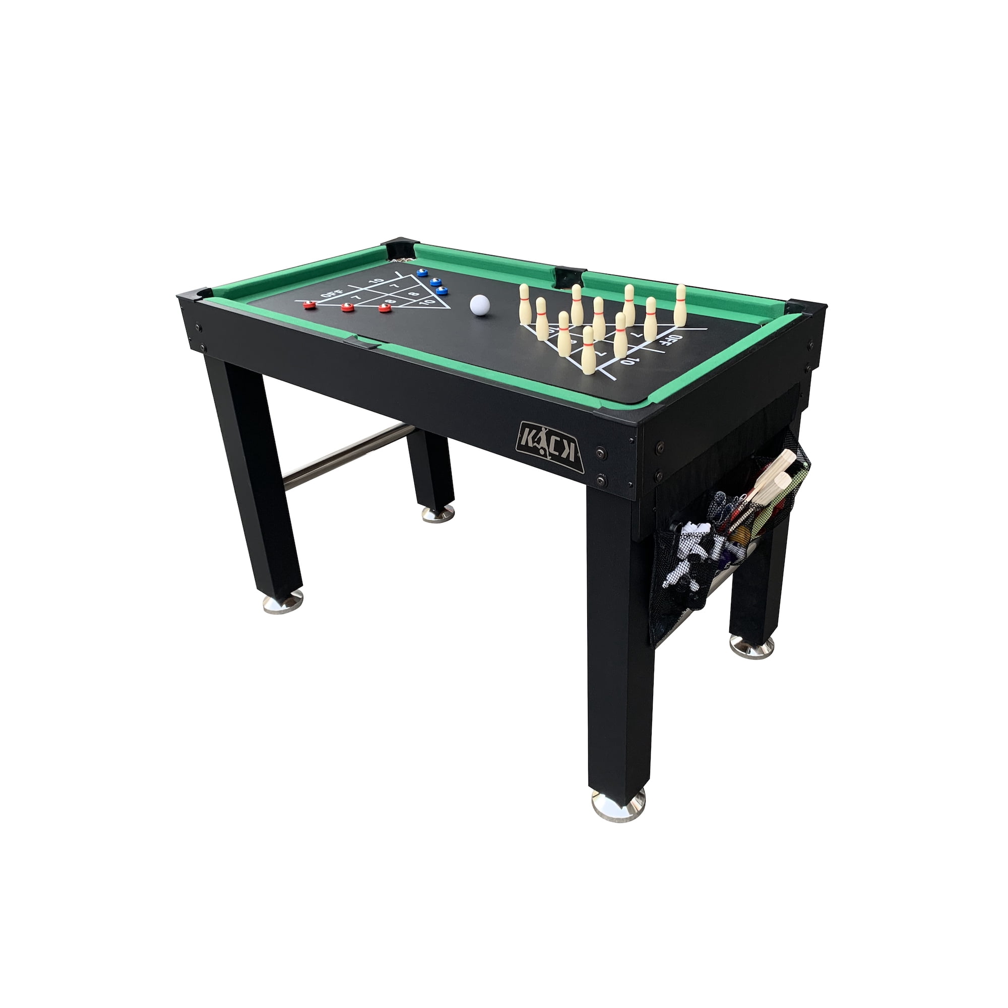 KICK Defender 48″ 10-in-1 Multi-Game Table (Black) - Combo Game Table Set - Foosball, Billiards, Glide Hockey, Ice Hockey, Table Tennis, Chess, Backgammon, Draughts, Bowling, Shuffleboard for Family