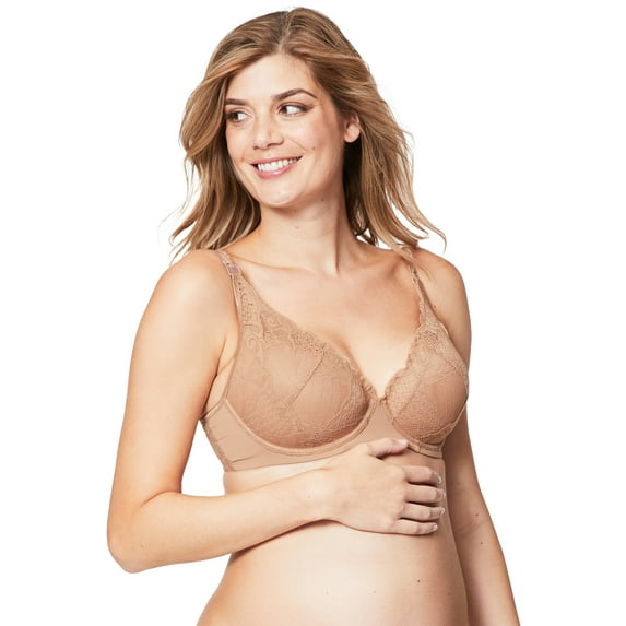 Cake Maternity Truffles Nursing Lace Bra for Breastfeeding, Sexy Maternity Bra, Beige, 32F UK/ 32G US