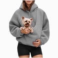 thumbnail image 6 of NOLDARES Womens Cat Pouch Hoodie,Cat Hoodie Pouch for Women Pet Carrier Kangaroo Pocket Fuzzy Kitten Puppy Holder Hoodies Sweatshirt,Grey,M, 6 of 7