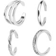thumbnail image 1 of shiyou-4pcs Adjustable Toe Rings for Women, Open Toe Rings Set Simple CZ Triple Twist Crystal Band Elegant Summer Beach Foot Jewelry, 1 of 4