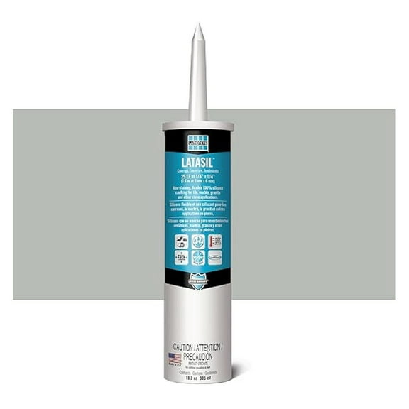Latasil Silicone Sealant, Smoke Grey - High Performance 100% Silicone for Tile, Stone & Masonry - Neutral Cure, 25% Movement Capacity
