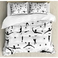 thumbnail image 1 of Ballet Duvet Cover Set King Size, Classic Dancers in Baroque Medieval Ballerina Dress with Stars and Scrolls, Decorative 3 Piece Bedding Set with 2 Pillow Shams, Black and White, by Ambesonne, 1 of 3