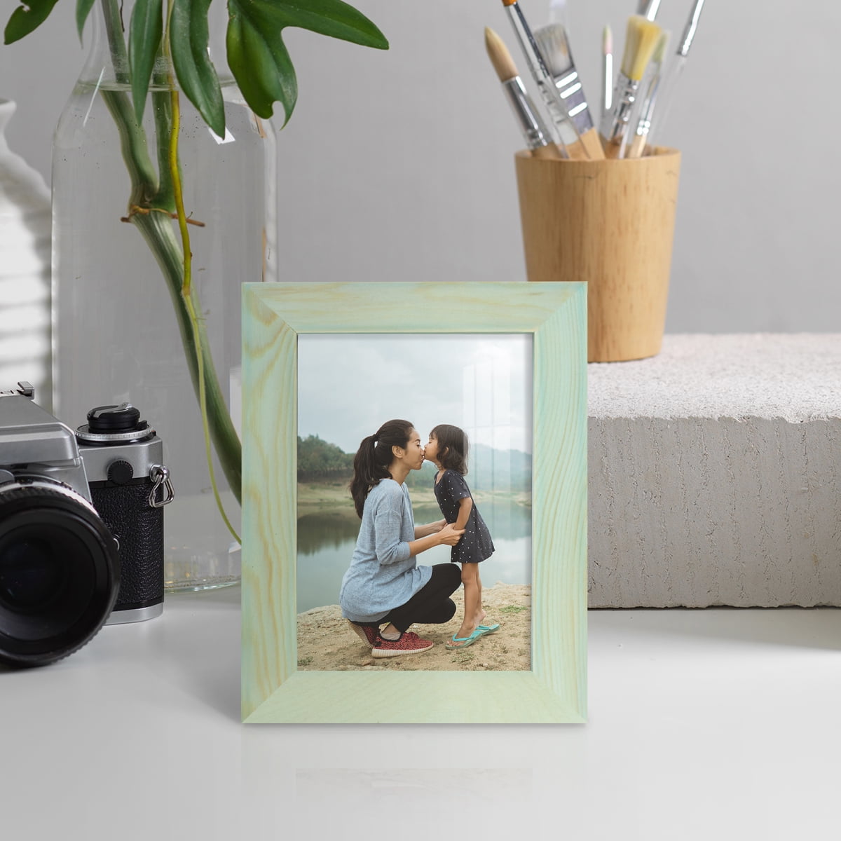 3.5x5 Wood Grain Picture Frame - Seafoam Green