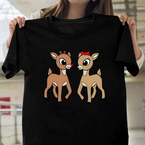 Classic Rudolph And Clarice Retro Vintage Christmas Holiday Movie Graphic G046 Unisex T-Shirt, Up to Size 5XL