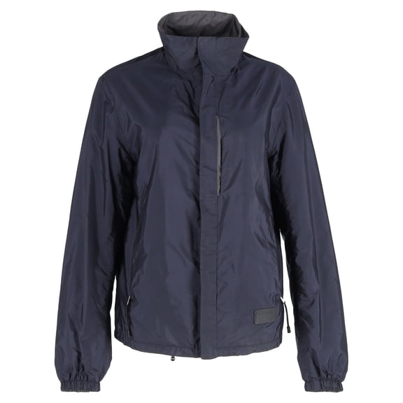 Pre-Owned Prada Hidden Closure Windbreaker Jacket in Navy Blue Polyamide